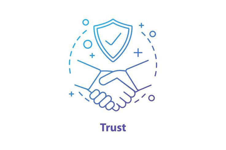 Illustration art of two people shaking hands with written as trust